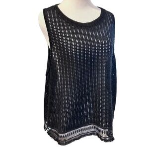 Old Navy Sheer Mesh Sleeveless Black Top Whimsigoth Edgy Layering Shirt Size XL